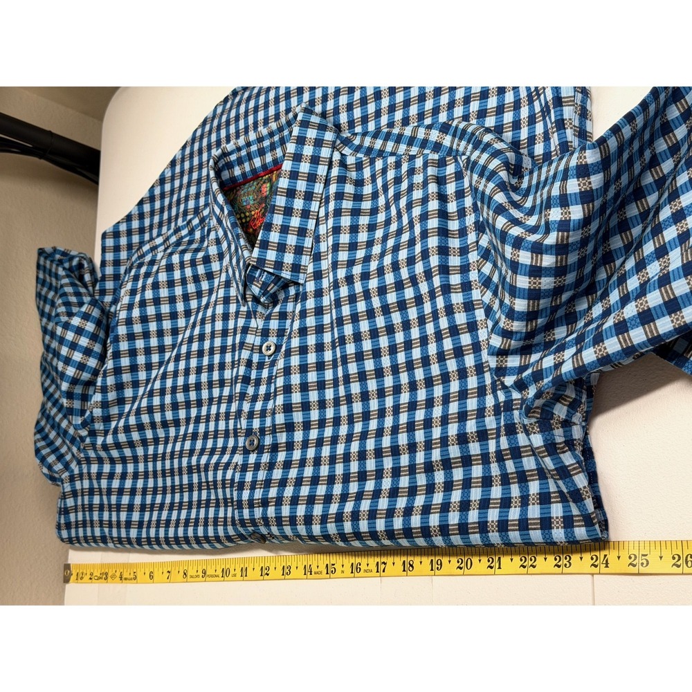 Robert Graham Shirt Mens Large Blue Plaid Button Up Classic Fit Preppy Office - Picture 8 of 9
